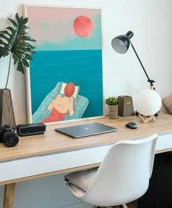 Nad morzem z książką - aranżacja plakatu