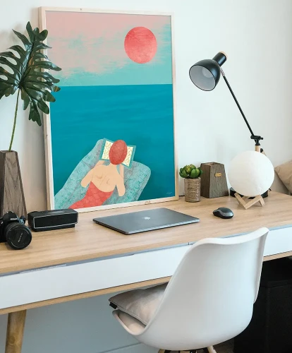 Nad morzem z książką - aranżacja plakatu