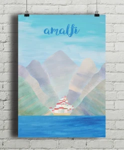 Amalfi - włoskie wybrzeże - aranżacja plakatu