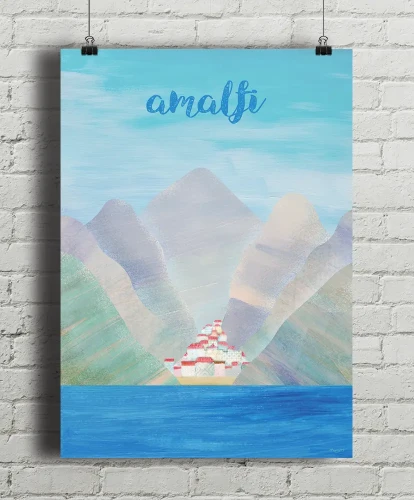 Amalfi - włoskie wybrzeże - aranżacja plakatu