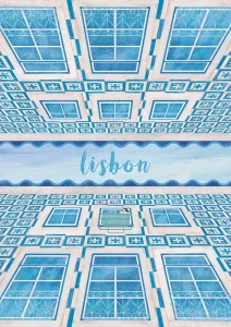 Lizbona - kamienice z azulejos - plakat