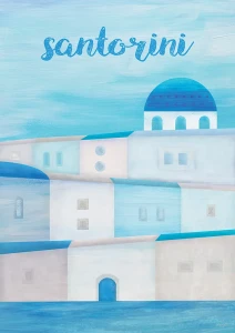 Santorini - grecka wyspa - plakat