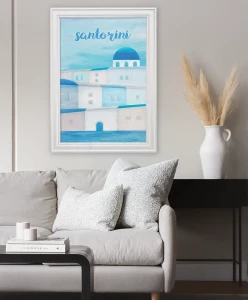 Santorini - grecka wyspa - aranżacja plakatu w salonie