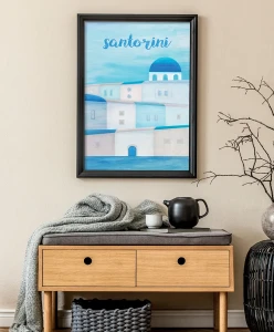Santorini - grecka wyspa - aranżacja plakatu