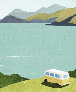 Podróże kamperem - szczegół plakatu