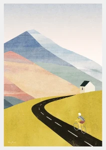 Rowerzysta na górskim szlaku - plakat
