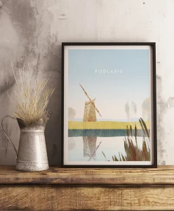 Podlasie - rozlewiska z wiatrakiem - aranżacja plakatu