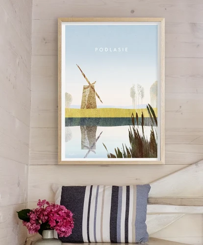 Podlasie - rozlewiska z wiatrakiem - aranżacja plakatu