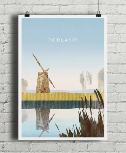 Podlasie - rozlewiska z wiatrakiem - aranżacja plakatu