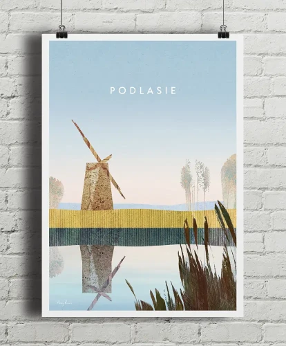 Podlasie - rozlewiska z wiatrakiem - aranżacja plakatu