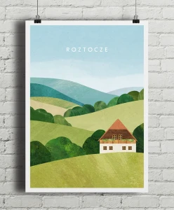 Roztocze - Zielona Kraina - aranżacja plakatu na ceglanej ścianie