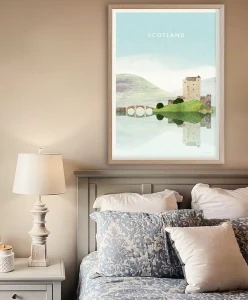 Zamek w Szkocji - aranżacja plakatu w sypialni
