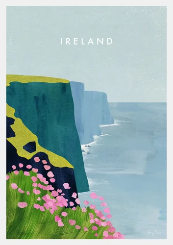 Irlandia - klify nad oceanem - plakat