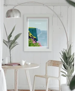 Irlandia - klify nad oceanem - aranżacja plakatu w bieli