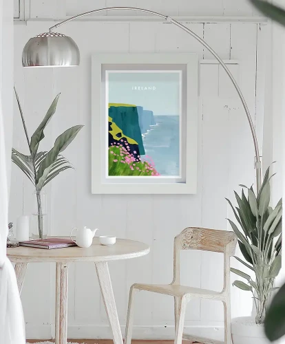 Irlandia - klify nad oceanem - aranżacja plakatu w bieli