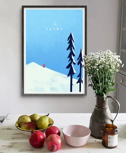 Narty w Tatrach - aranżacja plakatu w kuchni
