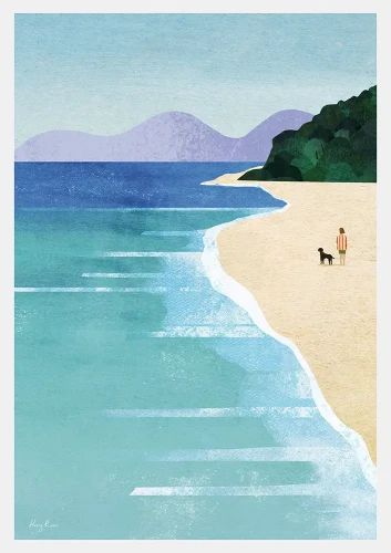 Morski spacer z psem - plakat