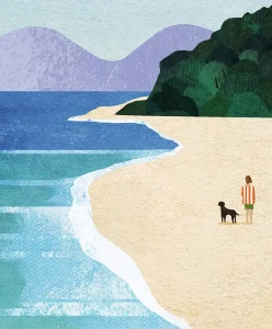 Morski spacer z psem - szczegół plakatu