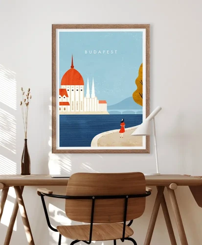 Budapeszt - spacer nad Dunajem - aranżacja plakatu nad biurkiem