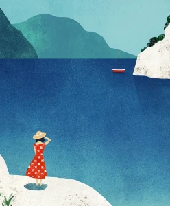 Morze Śródziemne - skaliste wybrzeże Calanques - szczegół plakatu