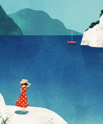 Morze Śródziemne - skaliste wybrzeże Calanques - szczegół plakatu