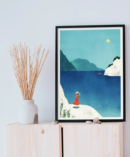 Morze Śródziemne - skaliste wybrzeże Calanques - aranżacja plakatu na półce