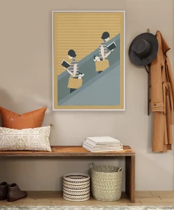 Spotkanie na schodach - aranżacja plakatu w korytarzu