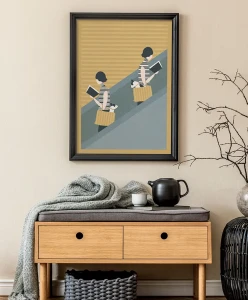 Spotkanie na schodach - aranżacja plakatu w salonie