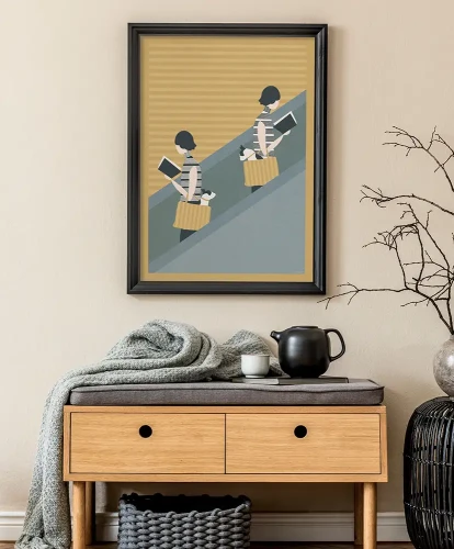 Spotkanie na schodach - aranżacja plakatu w salonie