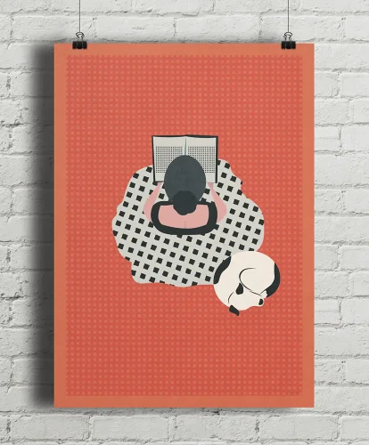 Poczytaj mi - aranżacja plakatu na ceglanej ścianie