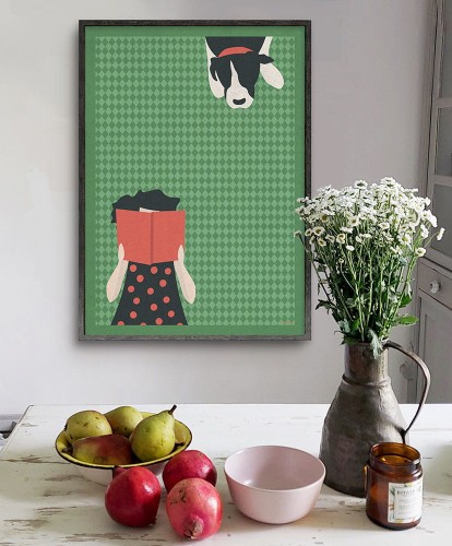 Piknik z książką - aranżacja plakatu w kuchni