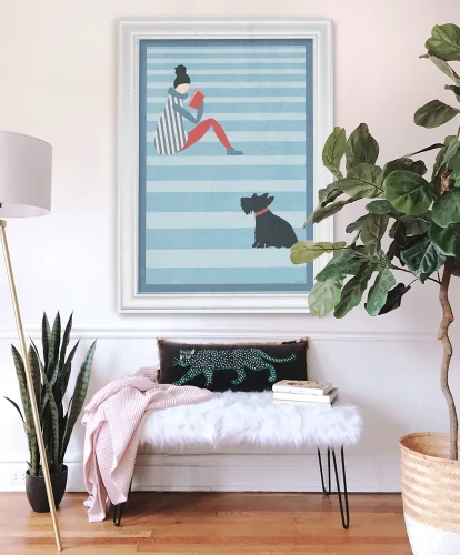 Czytanie na schodach - aranżacja plakatu