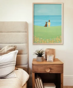 Z psem na łące - aranżacja plakatu w sypialni