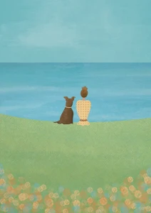 Z psem na łące - plakat