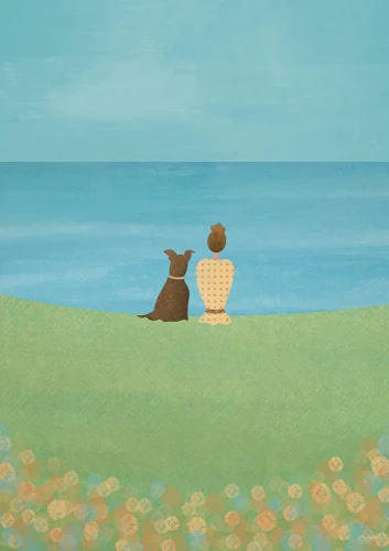 Z psem na łące - plakat