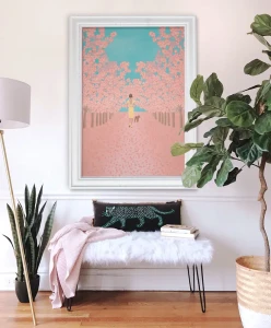 Kwitnące wiśnie - spacer z psem - aranżacja plakatu