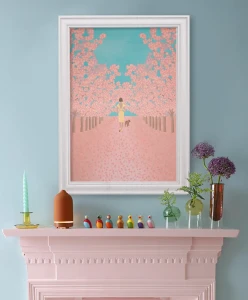 Kwitnące wiśnie - spacer z psem - aranżacja plakatu