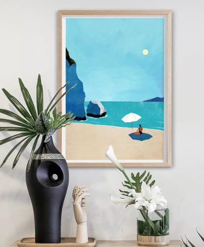 Dzika plaża - dziewczyna pod parasolem - aranżacja plakatu