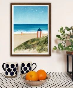 Beztroskie wakacje - dziewczyna na plaży - aranżacja plakatu w jadalni