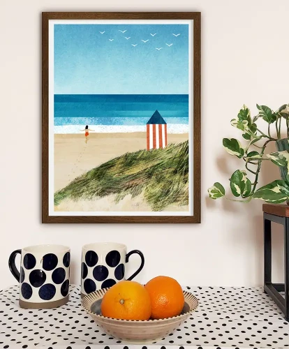 Beztroskie wakacje - dziewczyna na plaży - aranżacja plakatu w jadalni