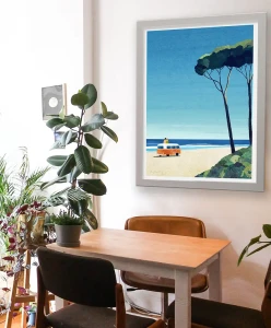 Nad morskim brzegiem - wyprawy kamperem - aranżacja plakatu