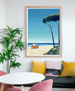 Nad morskim brzegiem - wyprawy kamperem - aranżacja plakatu