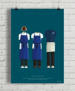 The Bear - aranżacja plakatu na ceglanej ścianie