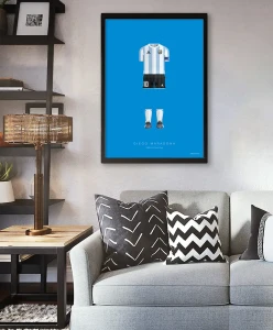 Maradona - piłka nożna - aranżacja plakatu w pokoju nad kanapą