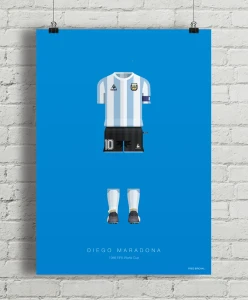 Maradona - piłka nożna - aranżacja plakatu na ceglanej ścianie