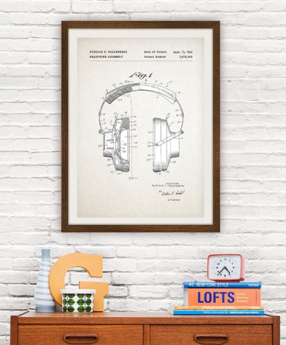 Słuchawki - patent - plakat