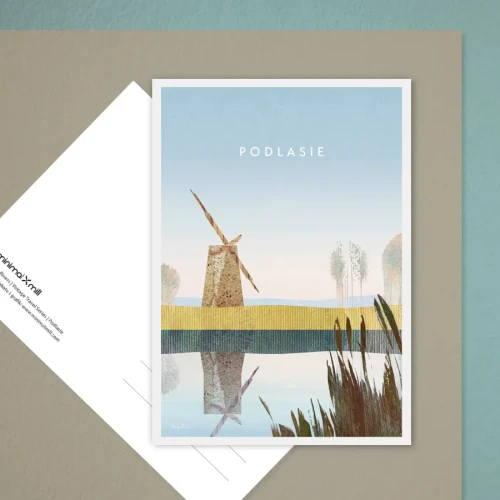 Podlasie - rozlewiska z wiatrakiem - pocztówka