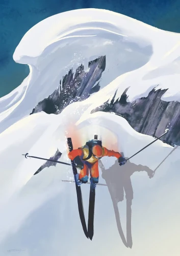 Narciarstwo freeride Poza szlakiem - plakat narciarski