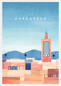 Maroko Marrakesz / Panorama miasta z Meczetem Księgarzy - plakat