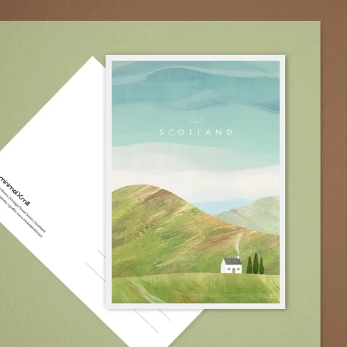 Szkocja - Highlands chatka w górach - pocztówka
